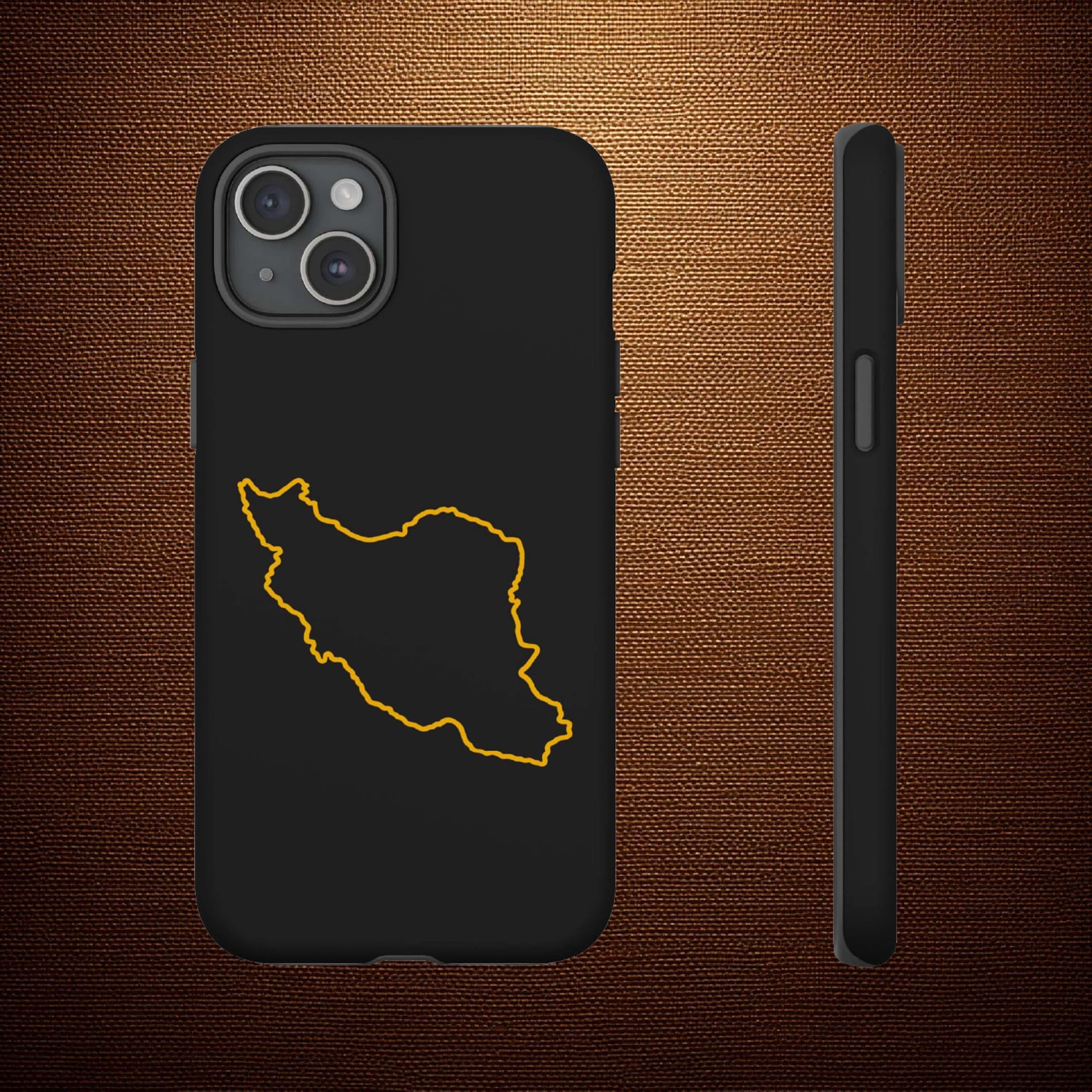 Iran Map Line Art Tough Phone Case — Black